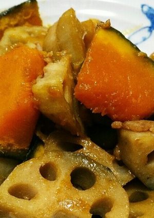 かぼちゃと蓮根のそぼろ煮-レシピのメイン写真
