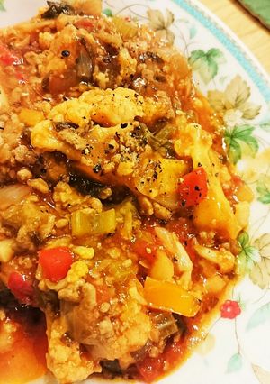 カリフラワーと香味野菜のトマト中華煮-レシピのメイン写真