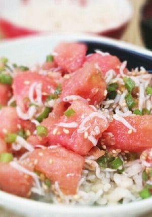 ランチに♪お手軽しらすトマトごま丼-レシピのメイン写真