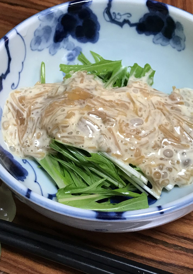 シャキシャキ水菜となめ茸のマヨネーズ和え-レシピのメイン写真