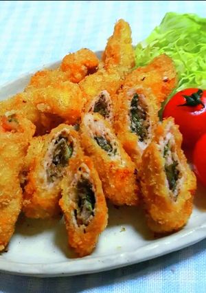 豚ロース肉で簡単　梅しそミルフィーユ巻き-レシピのメイン写真