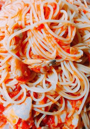 アサリと塩豚のトマトパスタ-レシピのメイン写真