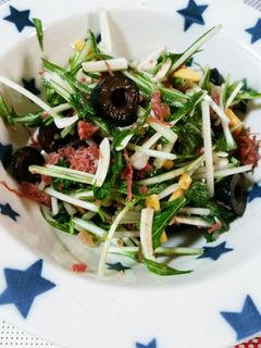 シャキシャキ!水菜とコンビーフのサラダ-レシピのメイン写真