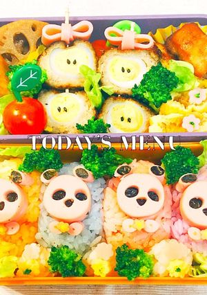 キャラ弁☆パンダのカラフルおにぎり弁当-レシピのメイン写真