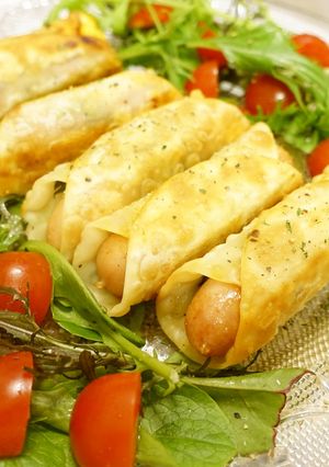 簡単！ウインナーと大葉の餃子の皮巻き-レシピのメイン写真