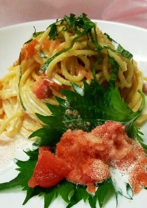 トマトと明太子と大葉のクリームパスタ♡-レシピのメイン写真
