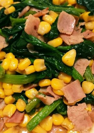 ベーコンとコーンでほうれん草バターソテー-レシピのメイン写真