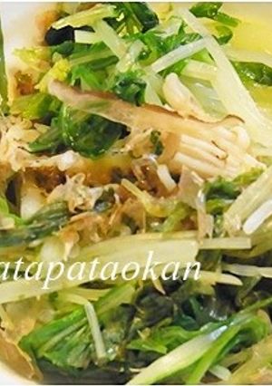 ヘルシー♪水菜とエノキのおかか和え-レシピのメイン写真
