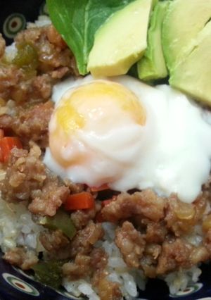 残り野菜で挽き肉の甘辛丼-レシピのメイン写真