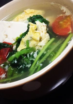 豆腐と卵のパクチー（香菜）スープ☆-レシピのメイン写真
