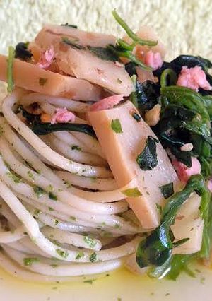 メンマとスパムのほうれん草パスタ-レシピのメイン写真