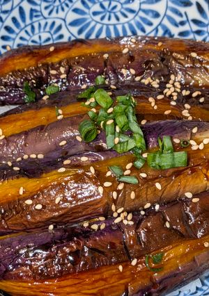 減塩・キビ糖仕立ての茄子蒲焼き丼-レシピのメイン写真