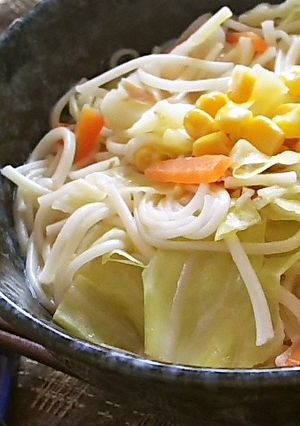 調味料なし☆キャベツとツナのスープ麺-レシピのメイン写真