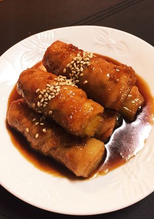 豚肉のとろ〜り甘いネギ巻き(╹◡╹)-レシピのメイン写真