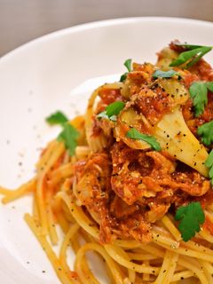 超簡単。ツナときのこのトマトパスタ。-レシピのメイン写真