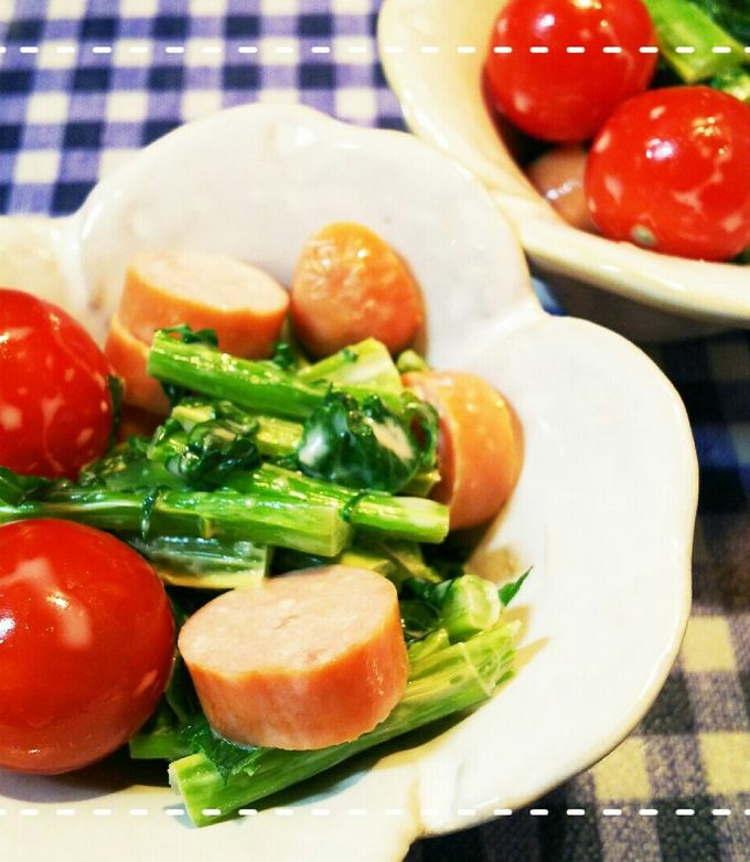 レンジだけ！大根の葉とミニトマトのサラダ-レシピのメイン写真