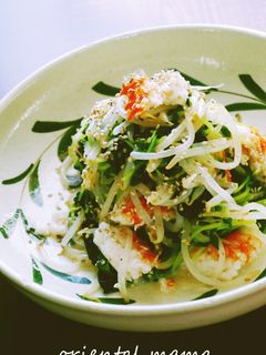 春わかめと豆苗・もやしの簡単和え物-レシピのメイン写真