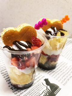 求肥とホットケーキ入りのパフェ-レシピのメイン写真
