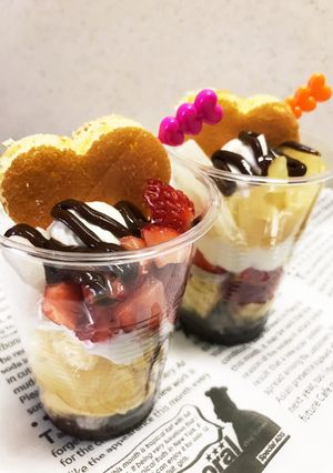 求肥とホットケーキ入りのパフェ-レシピのメイン写真