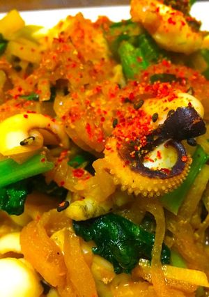 イカゲソと小松菜と大根の肝醤油炒め-レシピのメイン写真