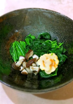 ほうれん草とシイタケと麩のお浸し-レシピのメイン写真