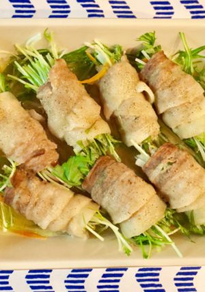レンジで簡単ヘルシー☆水菜の豚バラ巻き-レシピのメイン写真