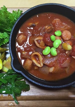 豆嫌いもOK⭐︎ヤリイカと枝豆のトマト煮-レシピのメイン写真