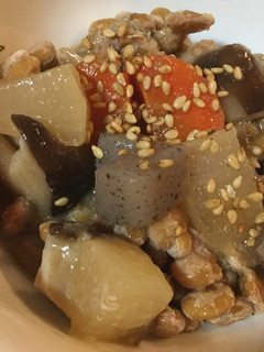 納豆と野菜のゴマ味噌煮あえ-レシピのメイン写真