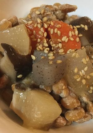 納豆と野菜のゴマ味噌煮あえ-レシピのメイン写真