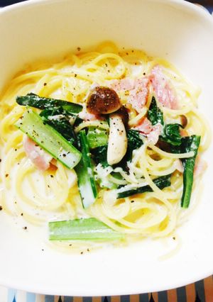 しめじと小松菜のスープパスタ-レシピのメイン写真