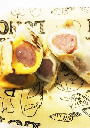 ウィンナー+チーズの餃子の皮巻き巻き〜♬-レシピのメイン写真