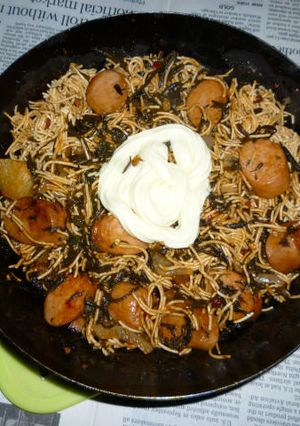 鉄パンでピリ辛ナポリタン焼きそうめん-レシピのメイン写真