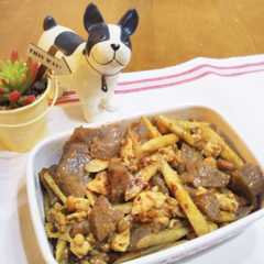 รูปของ 簡単作り置き!ごぼうこんにゃく味噌いため