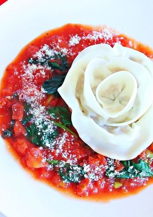 ラビオリ風 薔薇餃子トマトソース-レシピのメイン写真