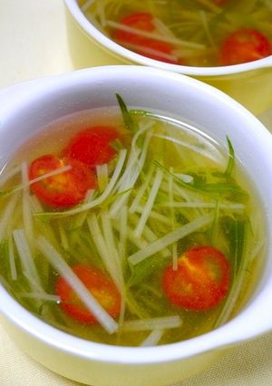 簡単！さっぱり水菜のスープ-レシピのメイン写真