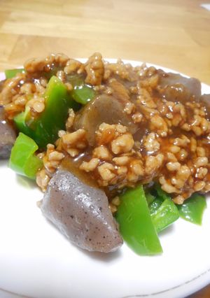 ピーマンとこんにゃくのひき肉あんかけ-レシピのメイン写真