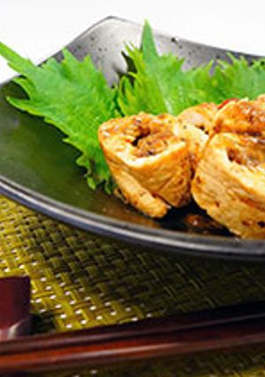 鶏胸肉の黒酢ねぎみそロール-レシピのメイン写真