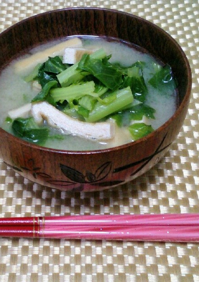 大和まなと京揚げの味噌汁-レシピのメイン写真