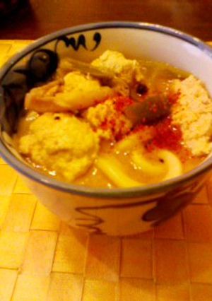 しょうがたっぷり鶏団子入り味噌うどん-レシピのメイン写真
