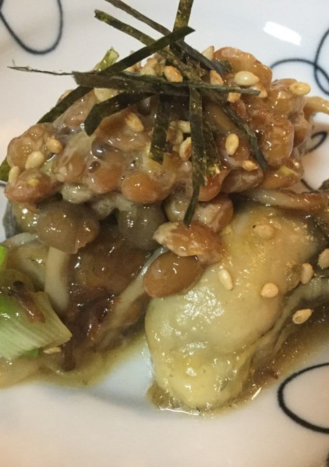 牡蠣のテリヤキ風ソテーの納豆のせ-レシピのメイン写真