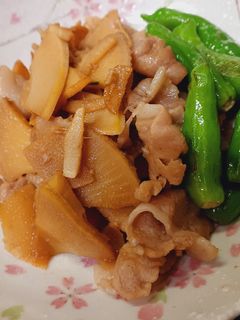 茹でた竹の子と豚肉の炒め煮-レシピのメイン写真