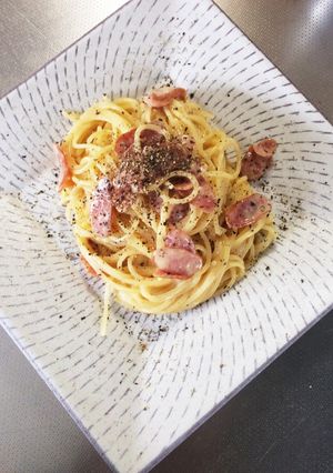 １人ランチに！！あるものカルボナーラ-レシピのメイン写真