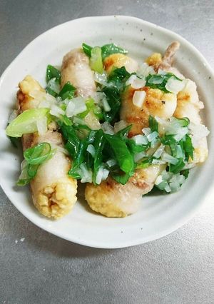 豆腐バーグの豚バラ巻ねぎ塩ソースで-レシピのメイン写真