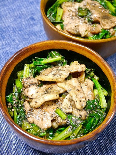 黒ダシ!豚バラ小松菜丼-レシピのメイン写真
