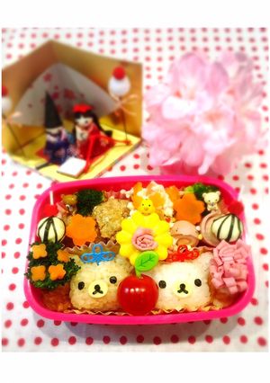 キャラ弁ひな祭り簡単リラックマお弁当-レシピのメイン写真