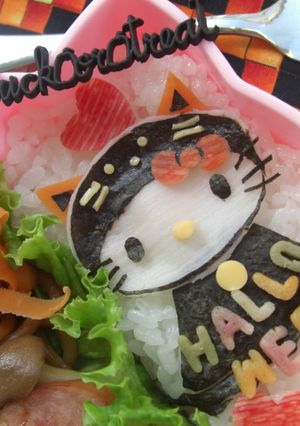 ハロウィン　キティちゃんキャラ弁-レシピのメイン写真