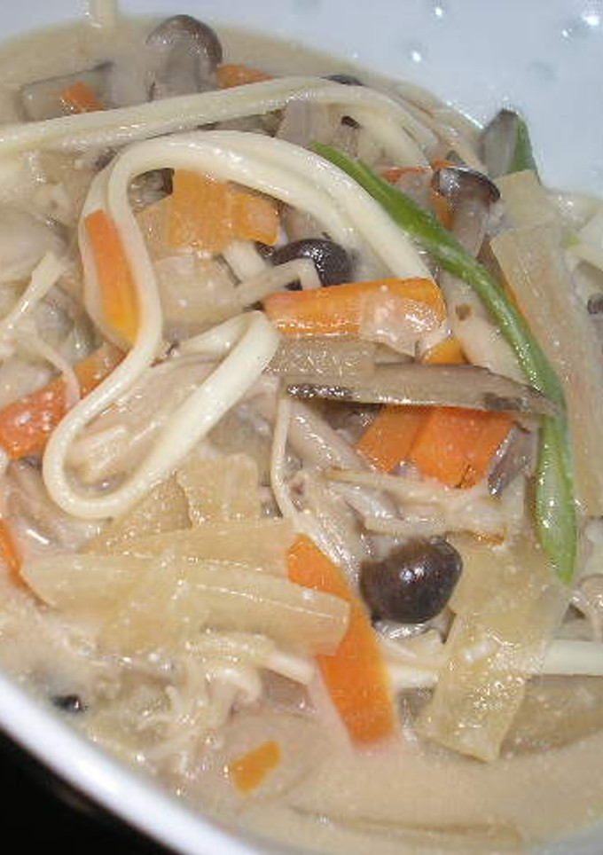 根菜ときのこのコクあり豆乳うどん♪-レシピのメイン写真
