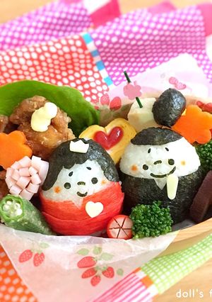 ひな祭り♡お内裏様&お雛様♡キャラ弁♫-レシピのメイン写真