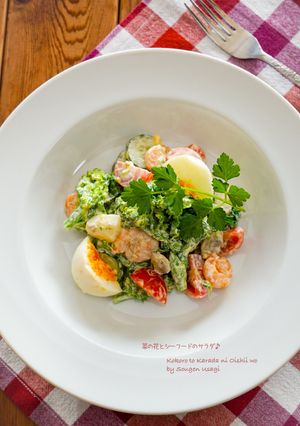 菜の花とシーフード☆ごちそうサラダ-レシピのメイン写真