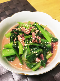 イカの塩辛と小松菜の炒め煮-レシピのメイン写真